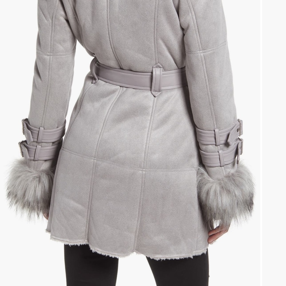 Azalea wang belted Trench Coat with Fur Trim - Picture 4 of 6